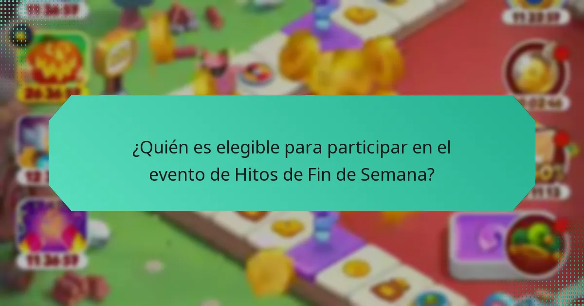 ¿Quién es elegible para participar en el evento de Hitos de Fin de Semana?